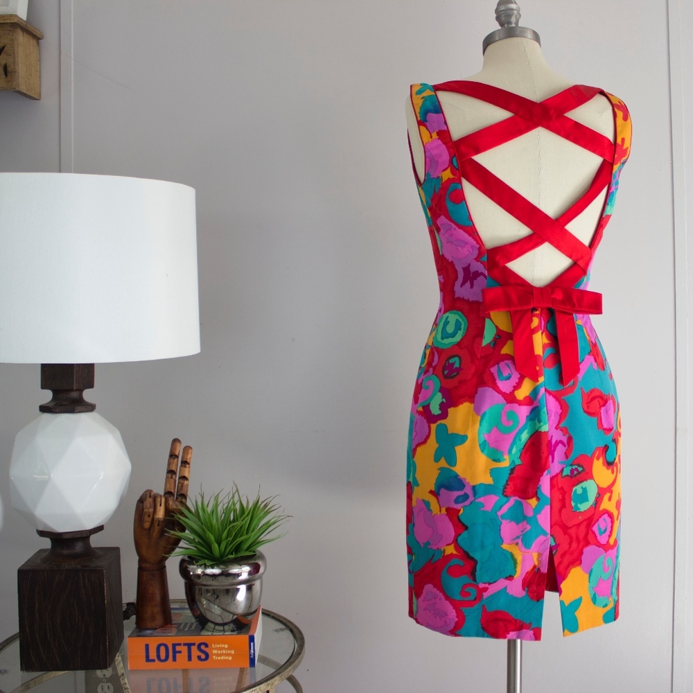 SOLD | A.J. Bari Red Floral Dress